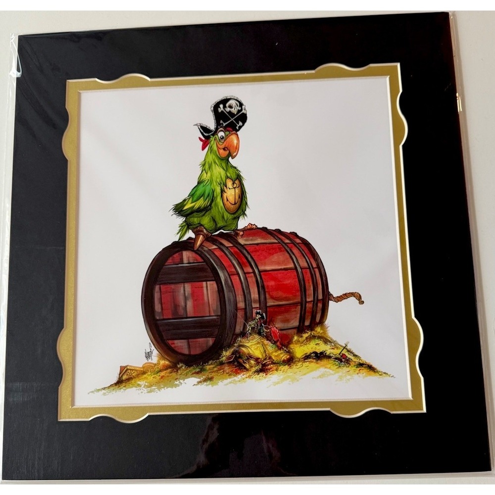 2025 Disney‎ Parks Pirate BB Beak Barrel Parrot Print Francisco Herrera 14x14"